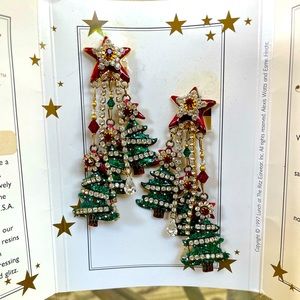 Lunch at the Ritz “Christmas Tree Farm” clip Earrings Never worn!
